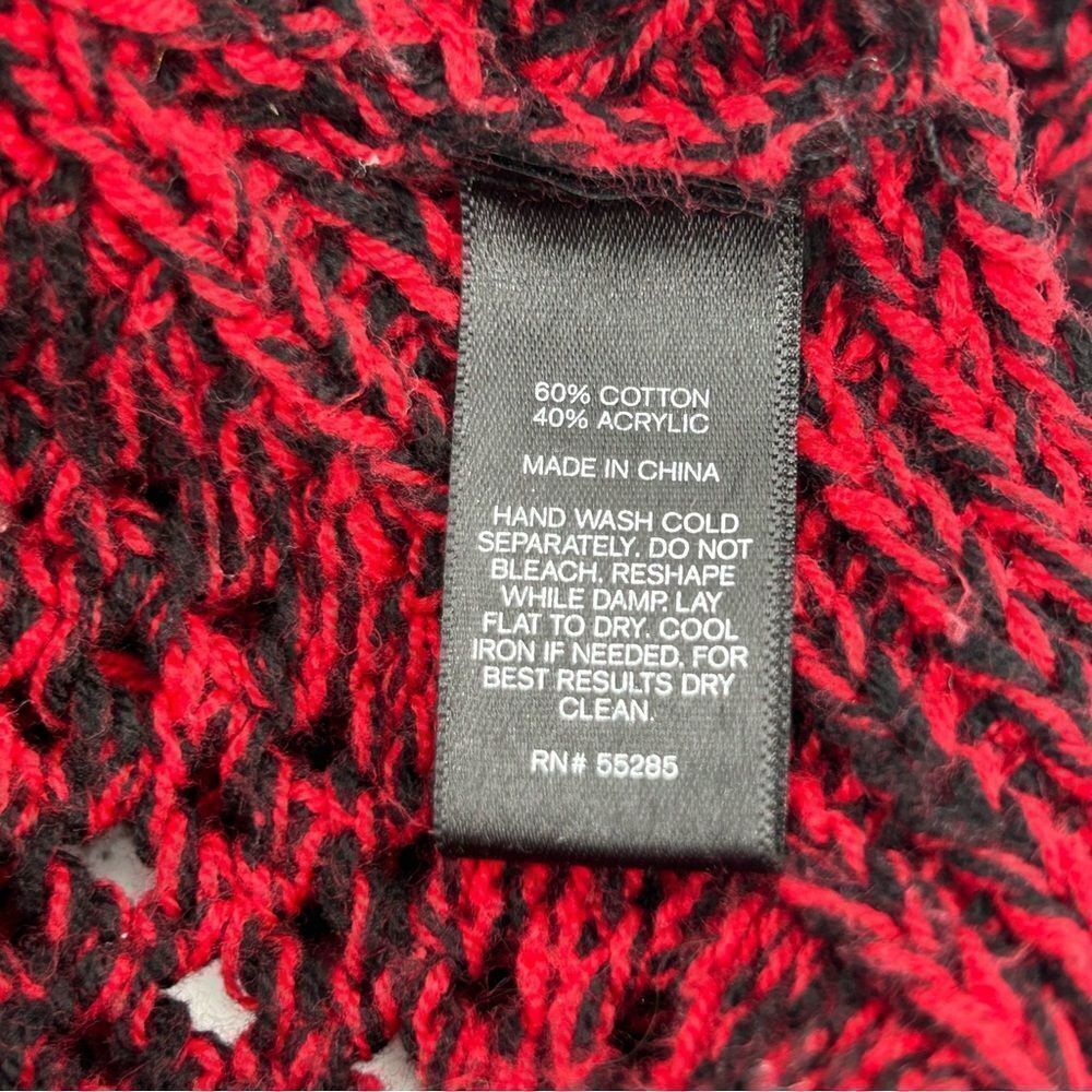 Express Red/Black Oversized Open Weave Sweater Si… - image 7